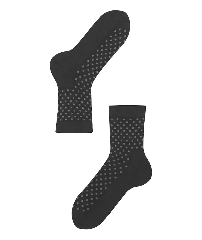 schwarze Think About Socken mit grauen Punkten