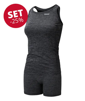 Set: Performance wear tank top + boxer pants – women carbon