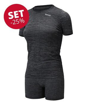 Set: Funktionswäsche T-Shirt + Boxer Pants – Damen Carbon