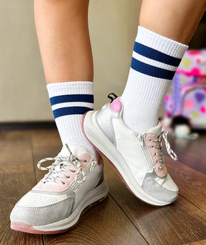 Chaussettes de tennis pour enfants à rayures