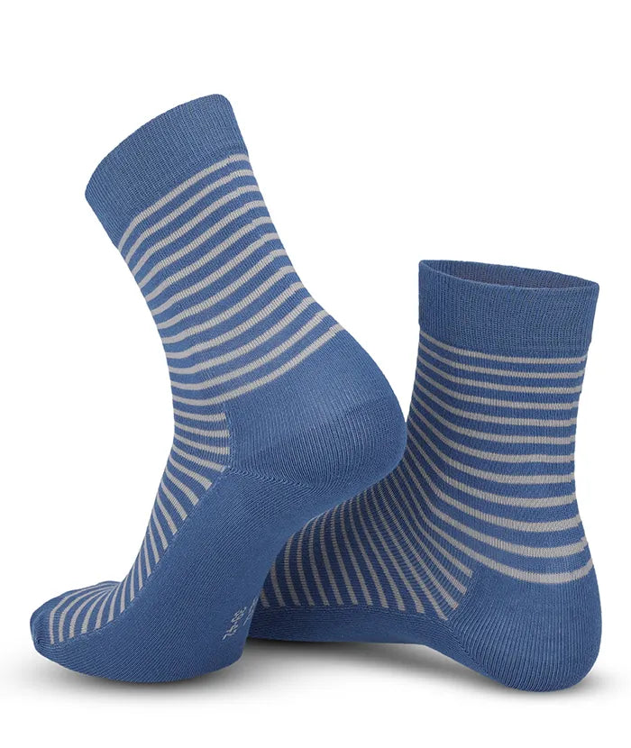 Soft Touch chaussettes femme – rayures, bleu