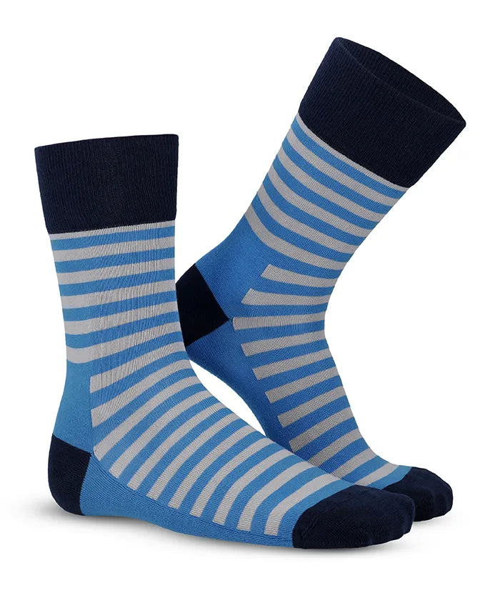 Soft Touch chaussettes homme – rayures, bleues