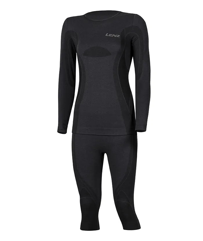 Set : Merino sous-vêt’ fonctionnels à col rond + pantalon 3/4 femme