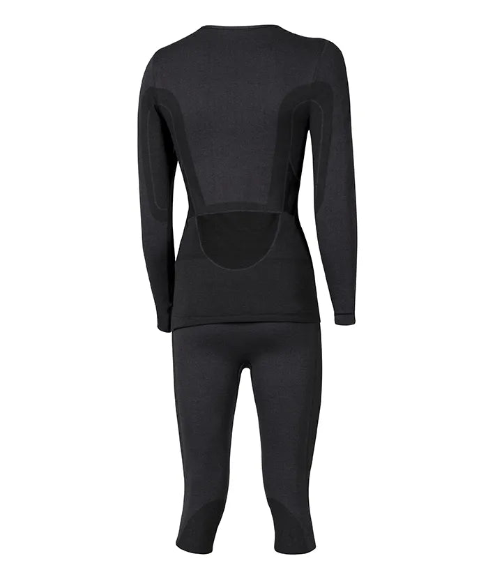 Set : Merino sous-vêt’ fonctionnels à col rond + pantalon 3/4 femme