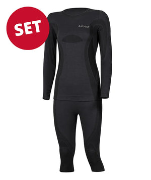 Set : Merino sous-vêt’ fonctionnels à col rond + pantalon 3/4 femme