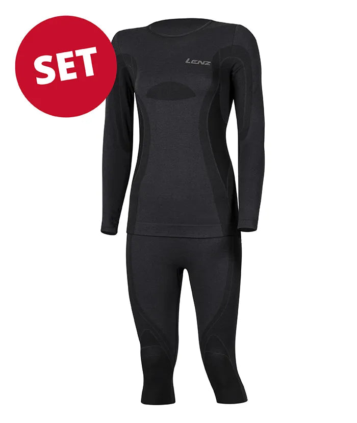 Set : Merino sous-vêt’ fonctionnels à col rond + pantalon 3/4 femme