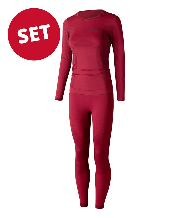 Set : Merino sous-vêt' fonctionnels à col rond + pantalon long femme